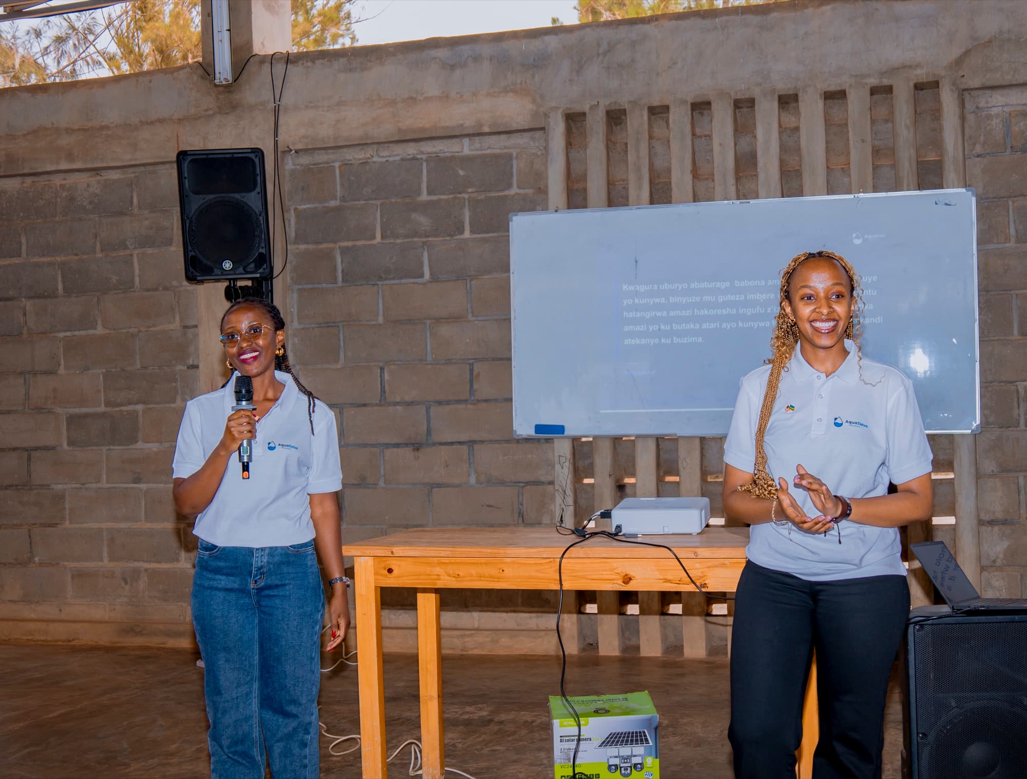 SAquaSolve team members at a community workshop in Gashora.
